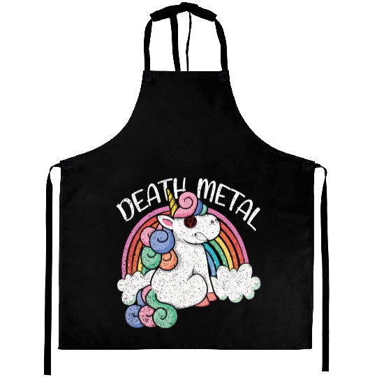 Rainbow Unicorn Satan Love Metal Music Heavy Rock Aprons