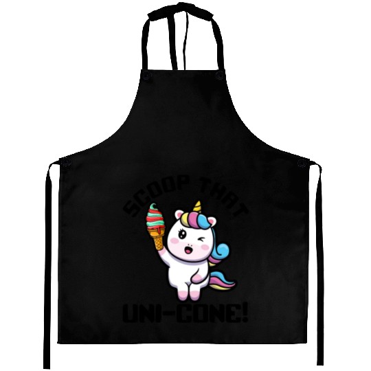 Rainbow Cute Unicorn Ice Cream Lover Mythical Aprons