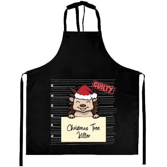 Hedgehog christmas funny prison Aprons