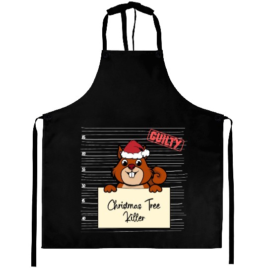 Squirrel christmas funny prison Aprons