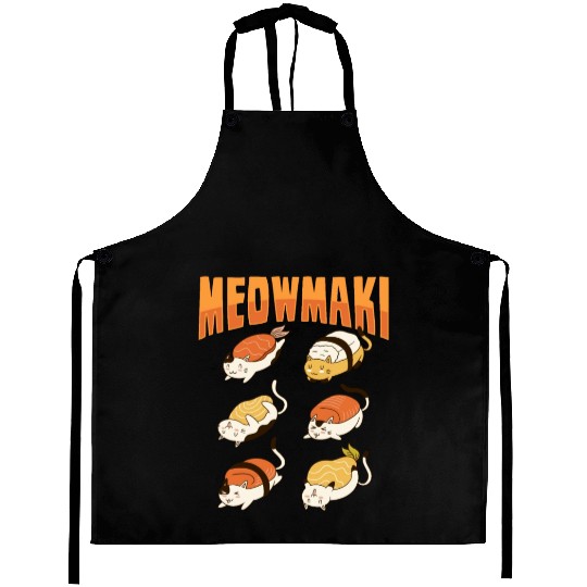 Cat Sushi Meow Design for a Cat Lady or Cat Mom Aprons