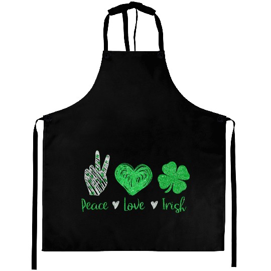 Peace Love Irish St Patricks Day For Men Women Aprons
