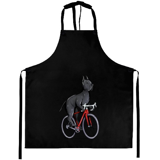 Great Dane Riding Bicycle Cute Biker Cyclist Aprons