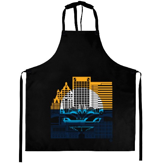 Milwaukee Skyline Squared Milwaukee Peoples Flag D Aprons