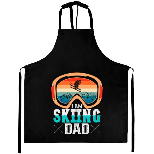 I AM SKIING DAD Funny dad Aprons