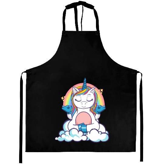 Unicorn Yoga Meditate Focus Exhale Inhale Aprons
