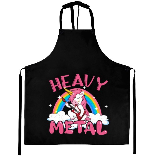 Guitarist Unicorn Rainbow Metal Music Heavy Rock Aprons