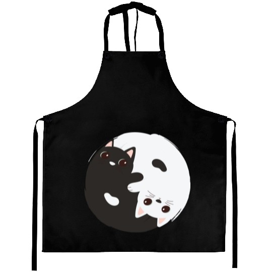 ying yang cat Aprons