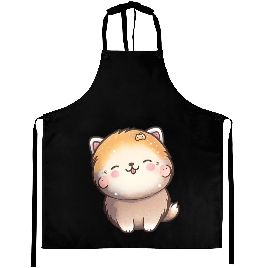 Tiny happy puppy smiling Aprons