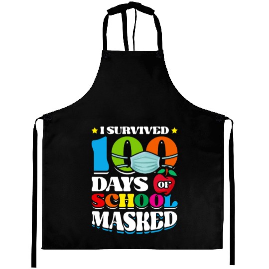I Survived 100 Days Of School Masked Pupils Home Aprons