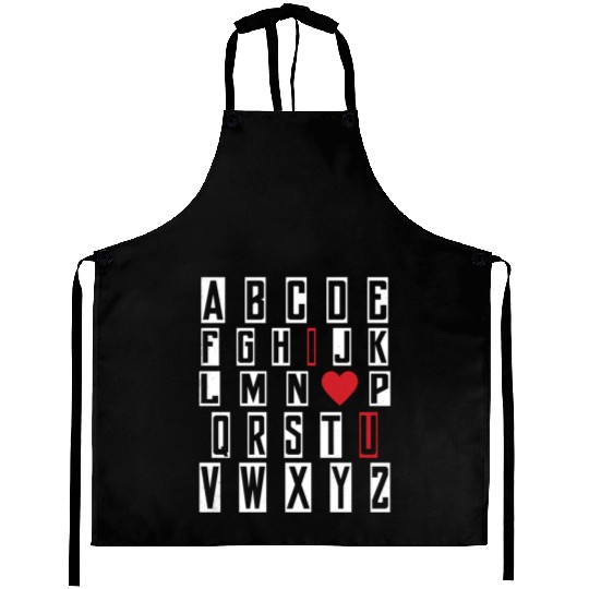 ABC Alphabet I Love You English Teacher Valentine Aprons