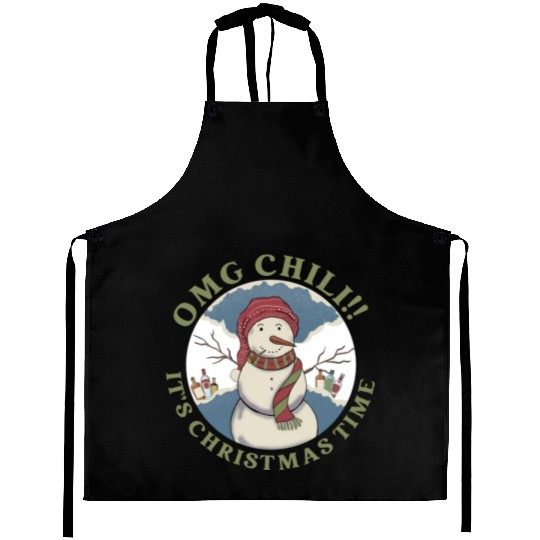 Omg Chili!! It's Christmas Time Apparel Aprons