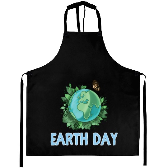 Earth Day Gift Globe Plants Butterfly Save the Aprons