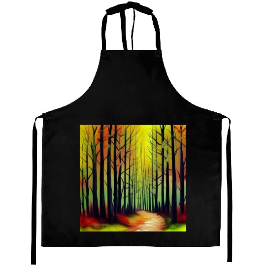 Sunset watercolor forest Aprons