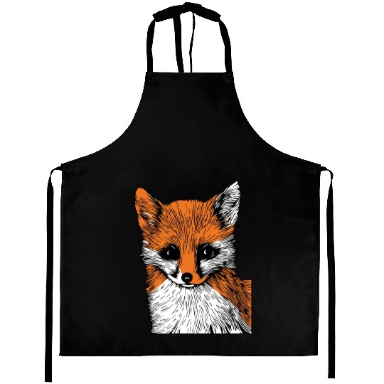 Fox Drawing Nature Forest Save The Planet Aprons