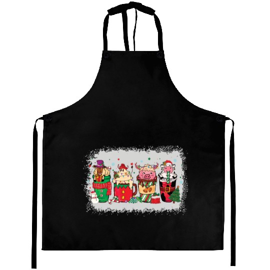 Christmas Coffee Cup Bleached Aprons