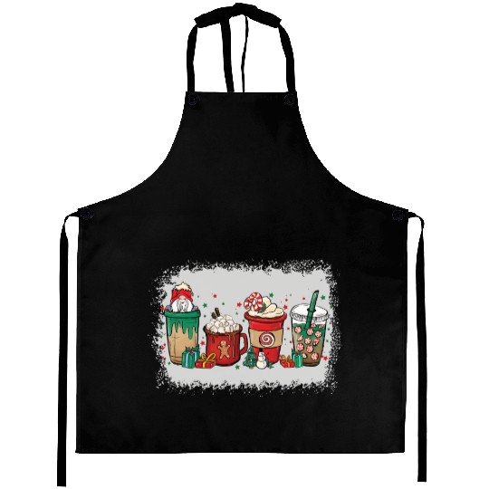 Christmas Coffee Cup Bleached Aprons