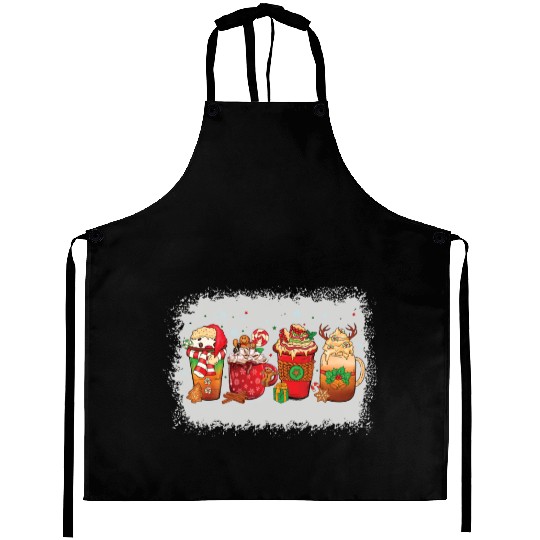 Christmas Coffee Cup Bleached Aprons