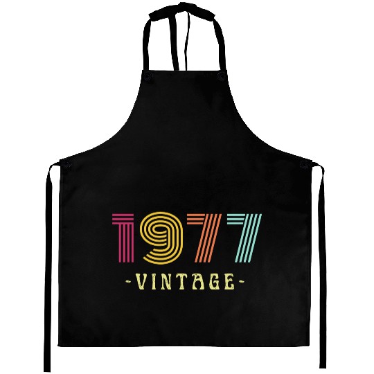 Neon Rainbow Retro Birthday Year Vintage 1977 Aprons