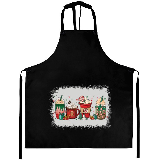 Christmas Coffee Cup Bleached Aprons