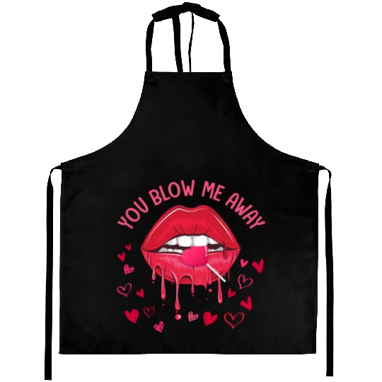 You Blow Me Away Lip Heart Lollipop Valentines Day Aprons