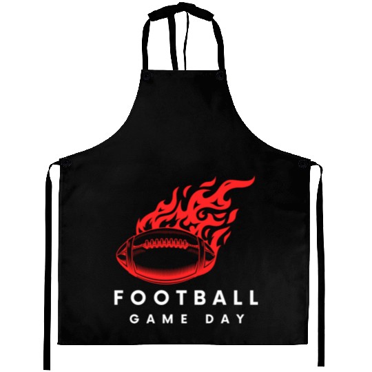 Red Football On Fire Game Day , football fan Aprons .