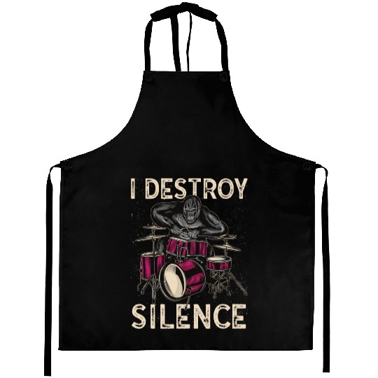 I Destroy Silence Drummer Band Music Beat Drum Aprons