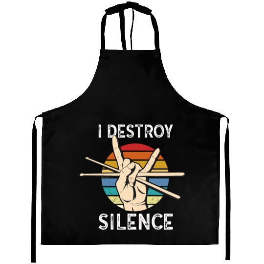 I Destroy Silence Drummer Band Music Beat Drum Aprons