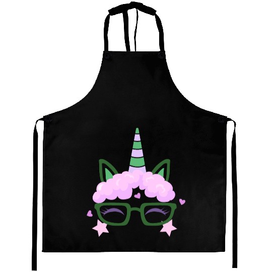Green Shamrocks Irish Cute Unicorn Girls St Patric Aprons