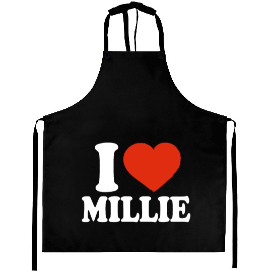 I Love Millie, I Heart Millie, Red Heart Valentine Aprons