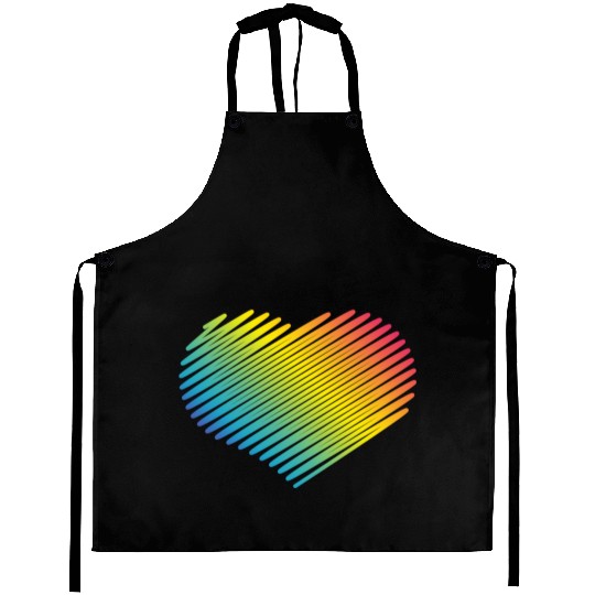 Rainbow Heart (Love / Scribble / PNG) Aprons