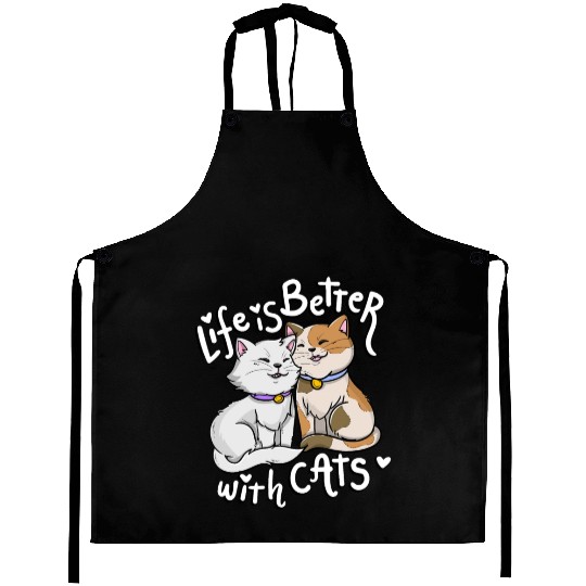 Valentine's Cat Lover Life Is Better With Cats mot Aprons