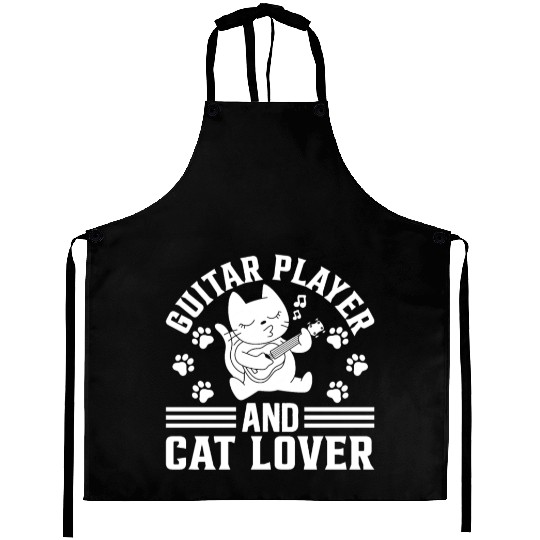 Guitar Player And Cat Lover - Guitarist Guitar Pla Aprons