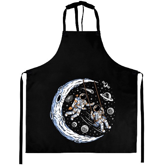 Astronauts on swing on moon Aprons