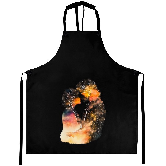 Sweet Couple's Loving Embrace, Valentine's Gift, Aprons