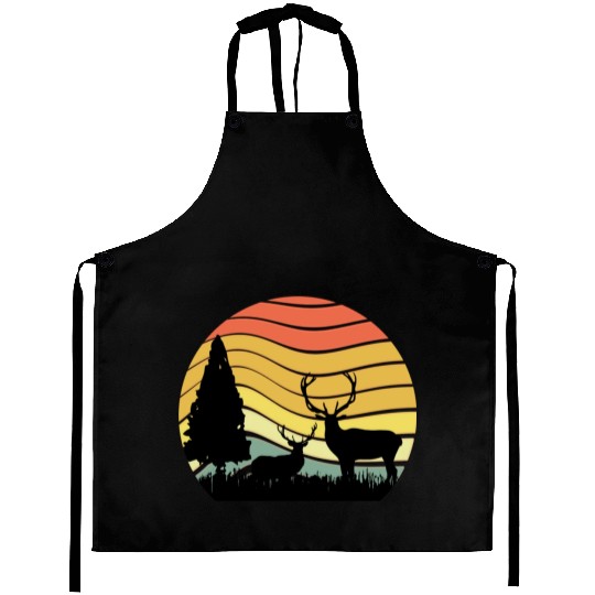 Sunset sunrise nature deer in the zoo Aprons