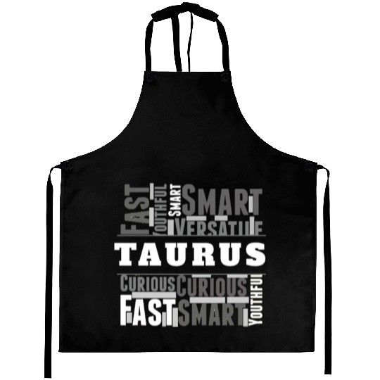 Taurus Zodiac Star Sign Word Cloud Square Monochro Aprons