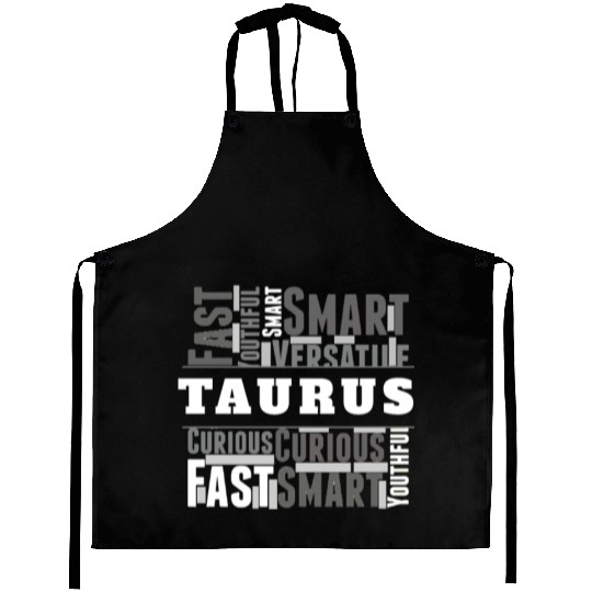 Taurus Zodiac Star Sign Word Cloud Square Monochro Aprons