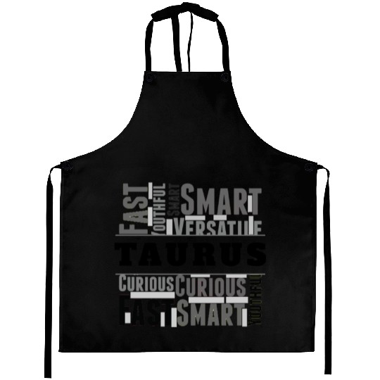Taurus Zodiac Star Sign Word Cloud Square Monochro Aprons