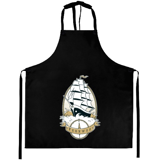 Old school ship waves sea sailing Old school ship Aprons