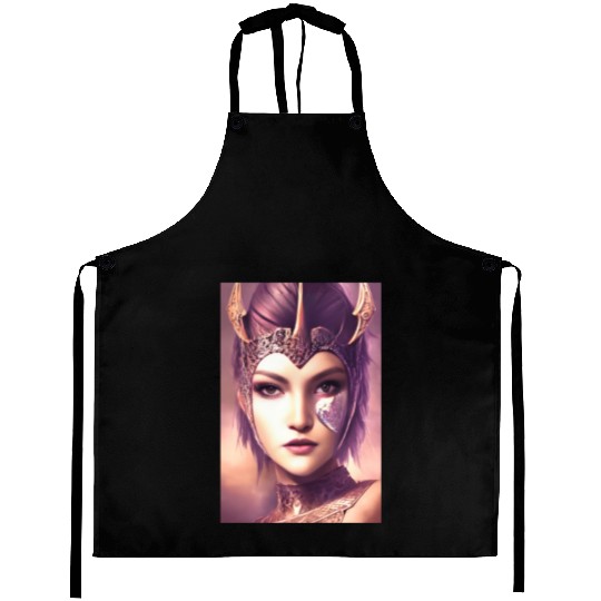 Warrior princess wearing gothic plate dark fantasy Aprons