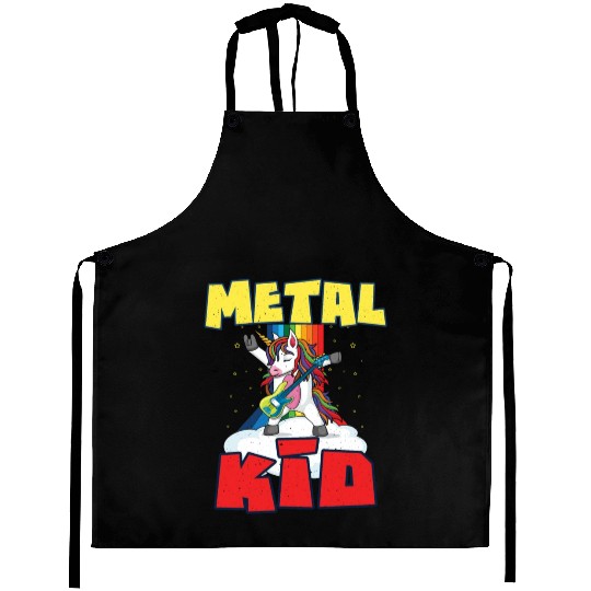 Rock Sign Guitar Unicorn Rainbow Metal Kid Music Aprons