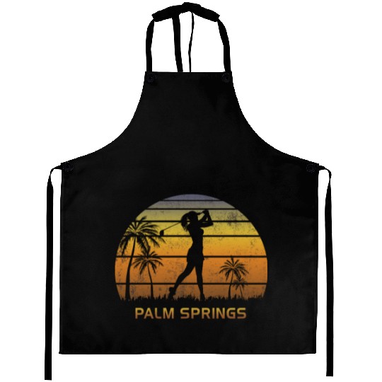 Retro Palm Springs Women's Golf Golfing Fan Aprons