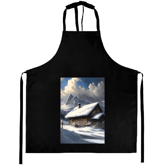 alps winter landscape hut in the snow Aprons