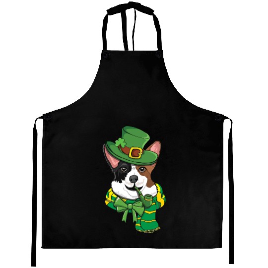 Cute Irish Corgi Happy Saint Patrick Day Aprons