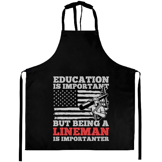 Electrical Lineman Pun Education Is Important Aprons