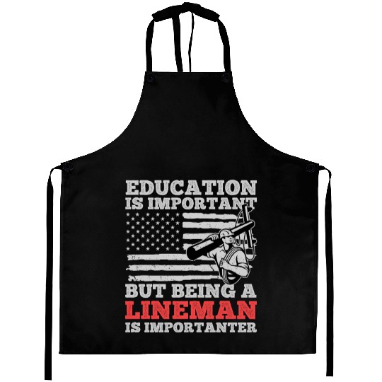 Electrical Lineman Pun Education Is Important Aprons