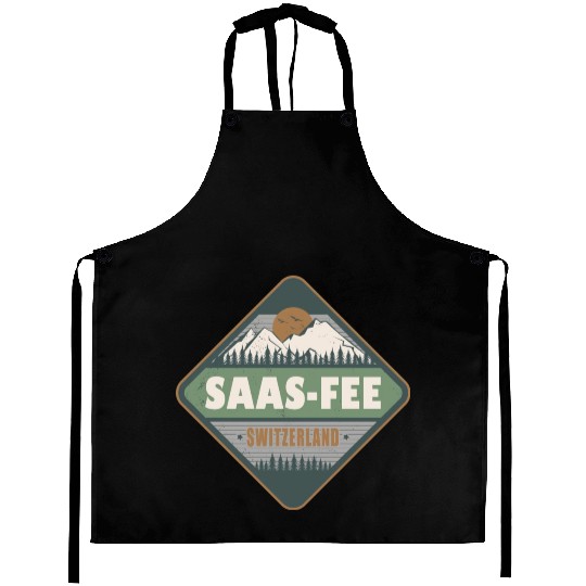 Saas-Fee Switzerland Swiss Alps Vintage Hiking Aprons