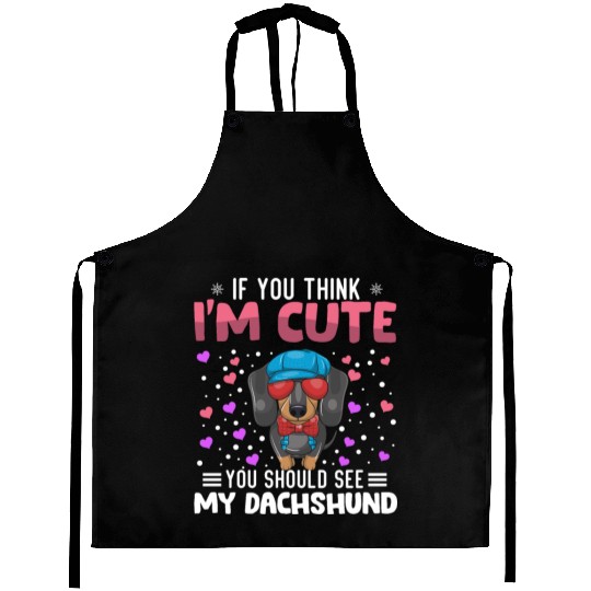 Dachshund Heart Valentine's Day Animal For Womens Aprons