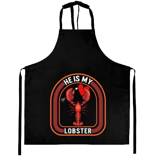 Valentines Aprons, He Is My Lobster Holding Red